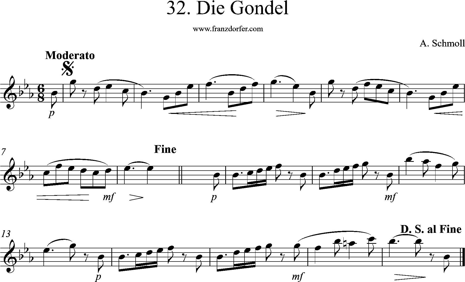 clarinet sheet, die Gondel, eb-high